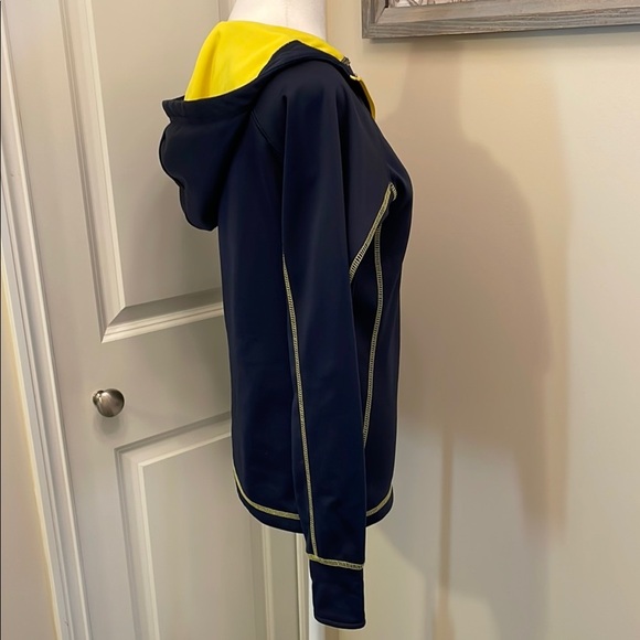 University of Michigan Colosseum Pullover Hoodie Sweater Maize & Blue V-Neck - Picture 3 of 14